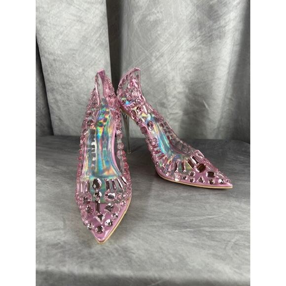 AZALEA WANG Shoes - Azalea Wang Blakely Stiletto Heels Pink Chrystal Size 7.5